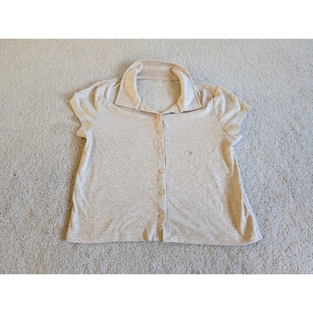 Women's American Eagle Short Sleeve Beige Polo Top Size Large